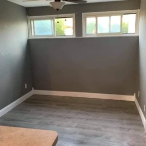 After photo of drywall installed, finished and textured and painted.
